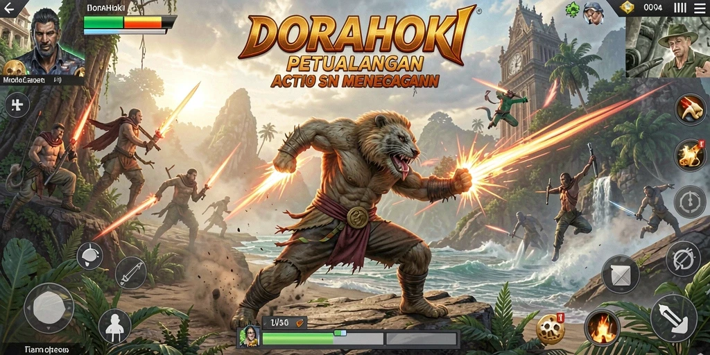 Screenshot gameplay menampilkan aksi mendebarkan di DORAHOKI.
