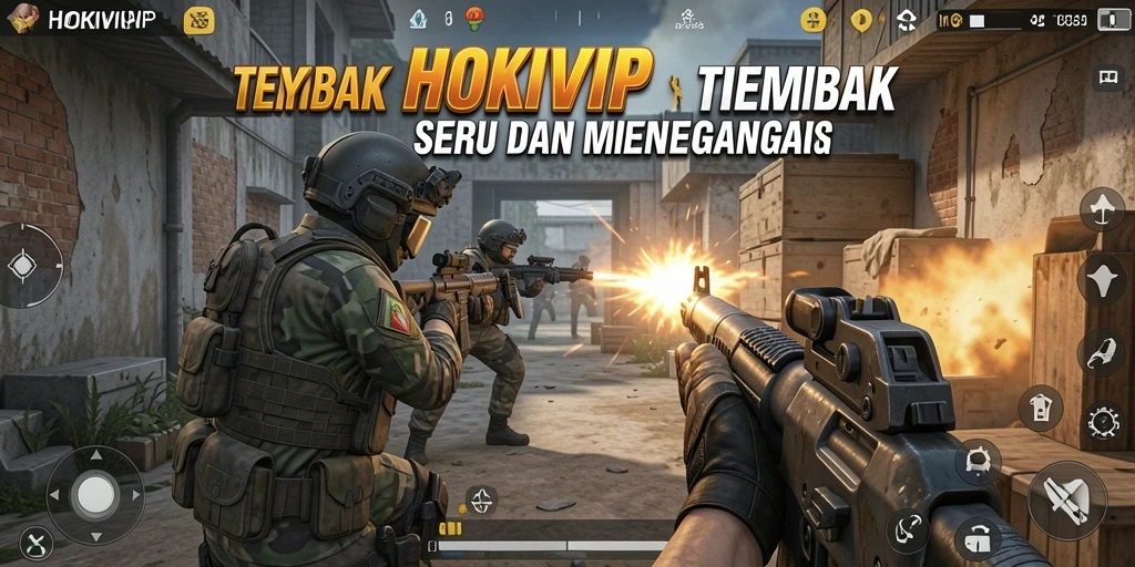 Tangkapan layar HOKIVIP menampilkan aksi tembak-menembak yang mendebarkan.