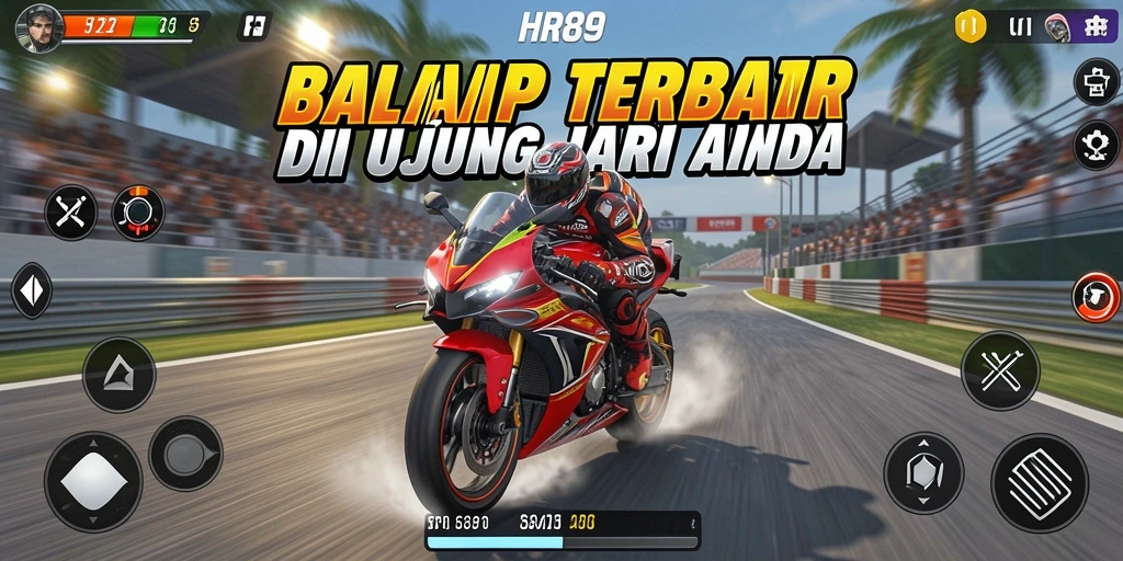 Gameplay mendebarkan dari balapan motor tercepat.