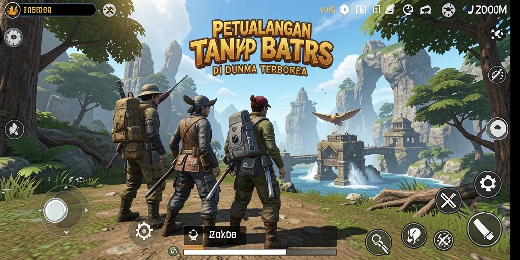 Screenshot menunjukkan gameplay epik dalam dunia terbuka J200M.