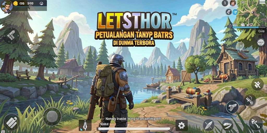 Screenshot gameplay <strong>LETSTHOR</strong> menampilkan eksplorasi dunia terbuka yang luas.