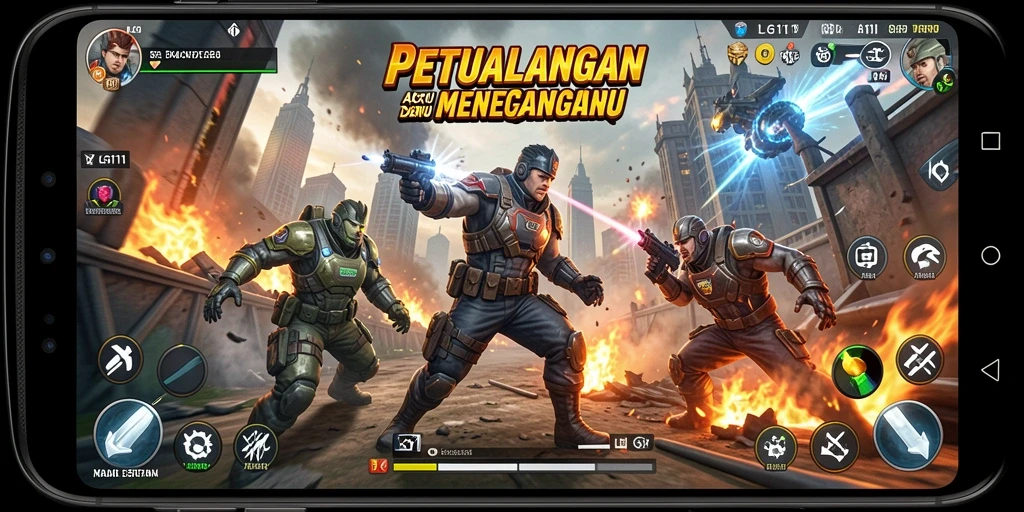 Screenshot LG111 menunjukkan aksi menegangkan di tengah pertempuran.