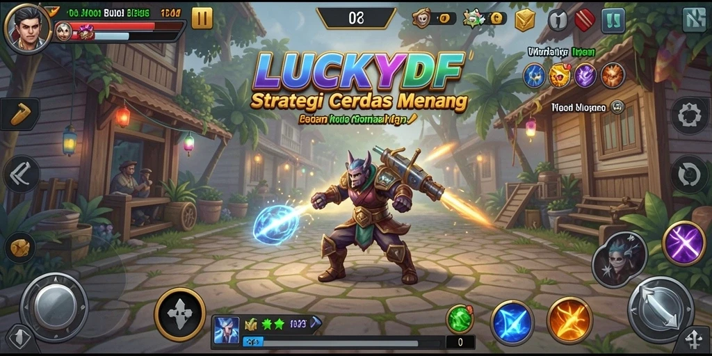 Tangkapan layar utama LUCKYDF yang menunjukkan aksi strategis yang mendebarkan.