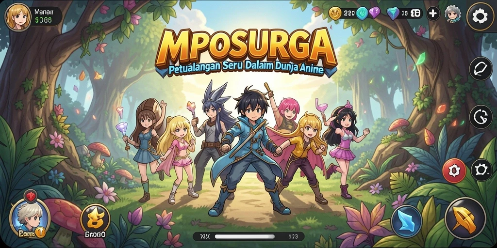 Tampilan gameplay MPOSURGA yang menakjubkan dengan karakter anime yang ikonik.