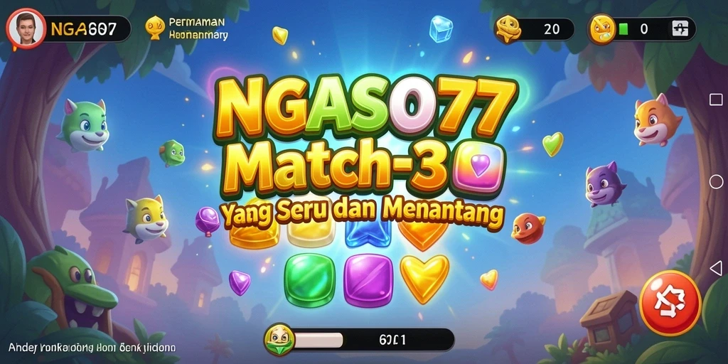 Gameplay seru dalam NGASO77 dengan tantangan Match-3 yang menarik.