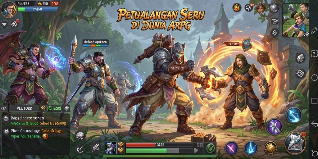 Tampilan screenshot menarik dari gameplay ARPG di PLUTO88.