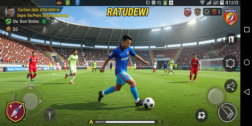 Gameplay menarik dalam RATUDEWI dengan aksi sepak bola seru.