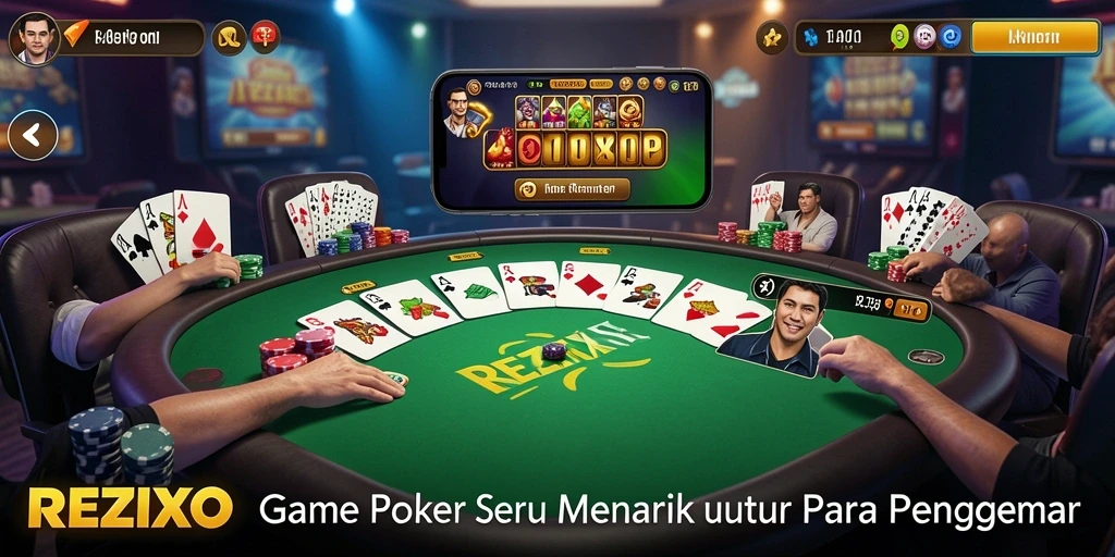 Tampilan gameplay Poker yang mengasyikkan di REZIXO.