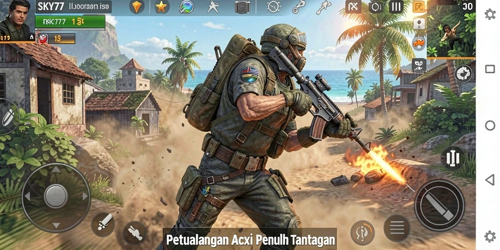 Tampilan seru dari gameplay SKY77 yang penuh aksi.
