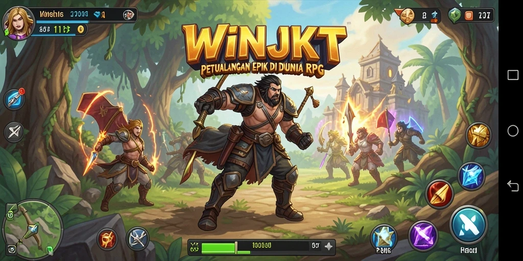 Tampilan epik dari pertarungan dalam game WINJKT yang menegangkan.